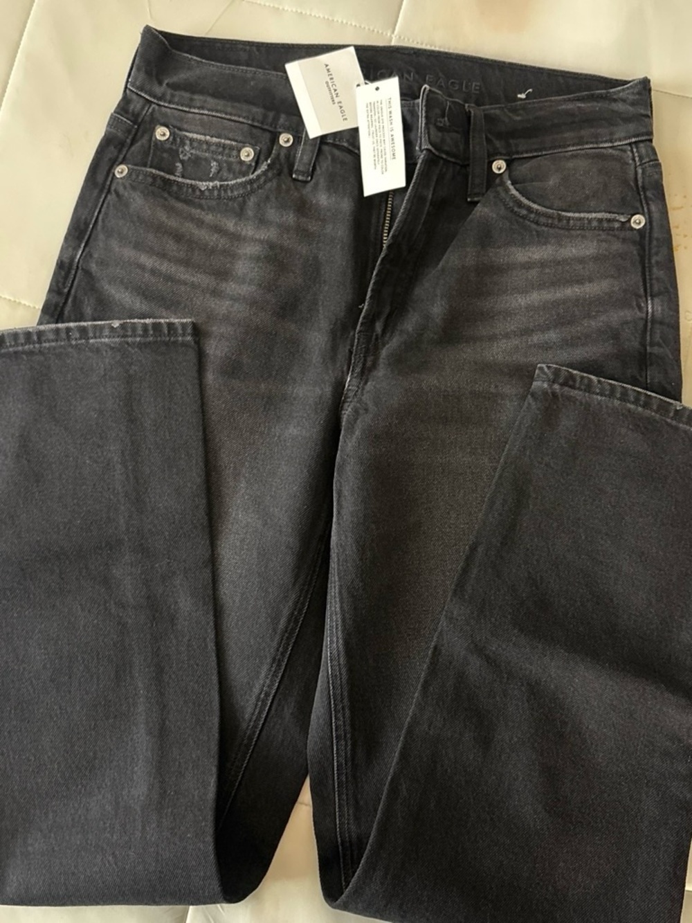 American Eagle Outfitters Women Washed Charcoal Straight Jeans